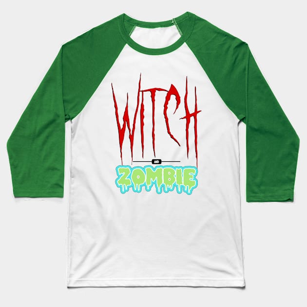 Witch and Zombie Baseball T-Shirt by DRI374